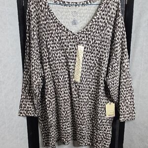 Patterned V-Neck Women's Top